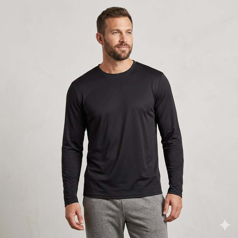 Real Essentials Men's Performance Long Sleeve Crew Neck Athletic T-Shirt C88LMx2